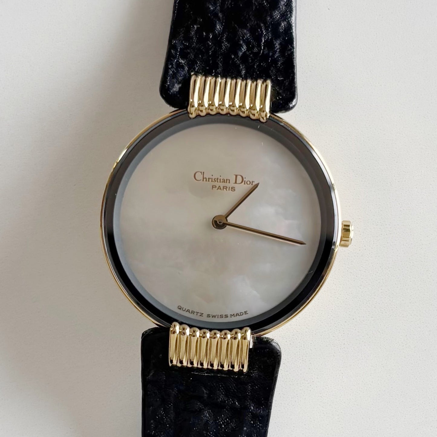 Dior 1990s Seashell Dial Gold Plated Watch
