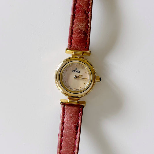 Fendi 1990s Seashell Dial Round Watch