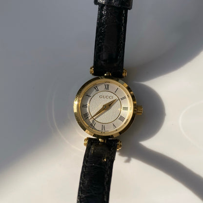 Gucci 1990s Gold Plated Round Watch