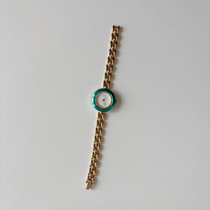 Gucci 1990s Interchangeable Bezel Gold Plated Rice Chain Watch with 6 bezels, case (166mm)