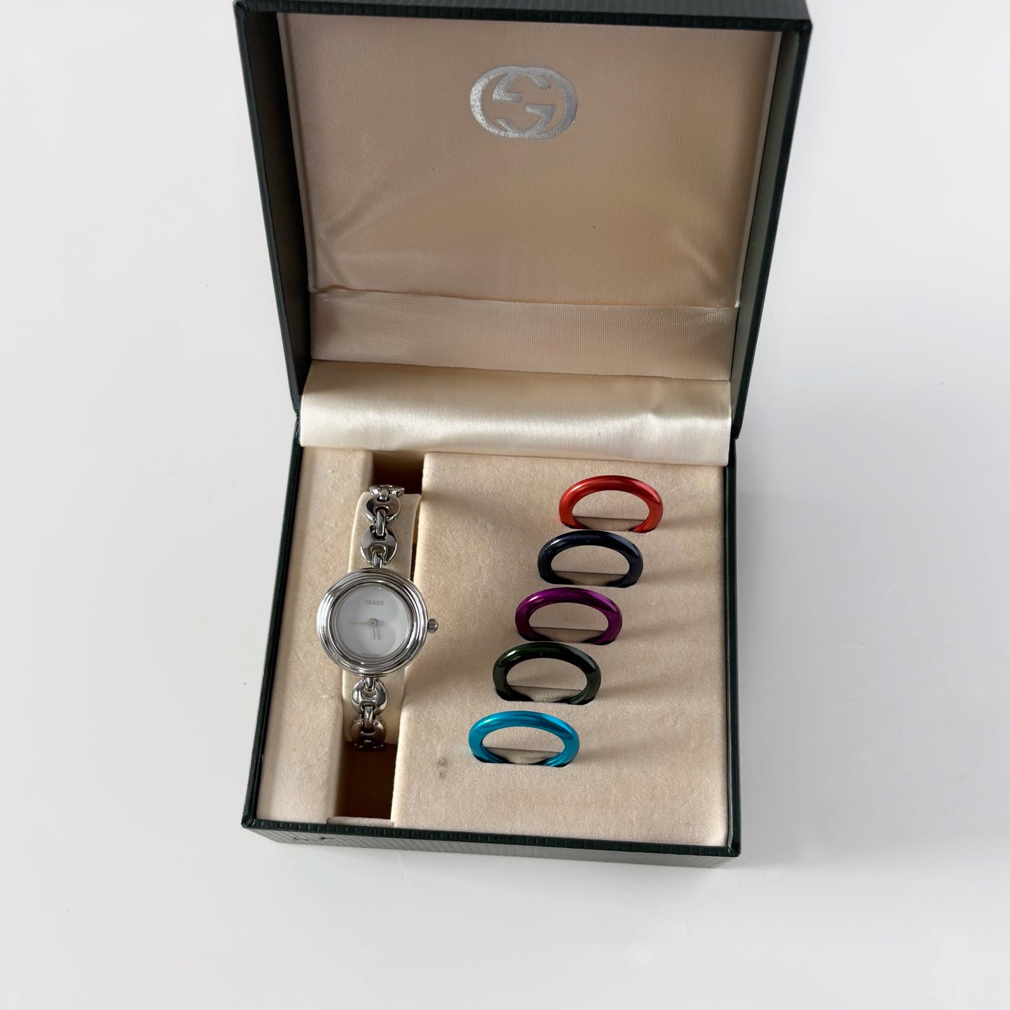 Gucci 1990s Interchangeable Bezel Stainless steel Watch with 6 bezels, case (165mm)