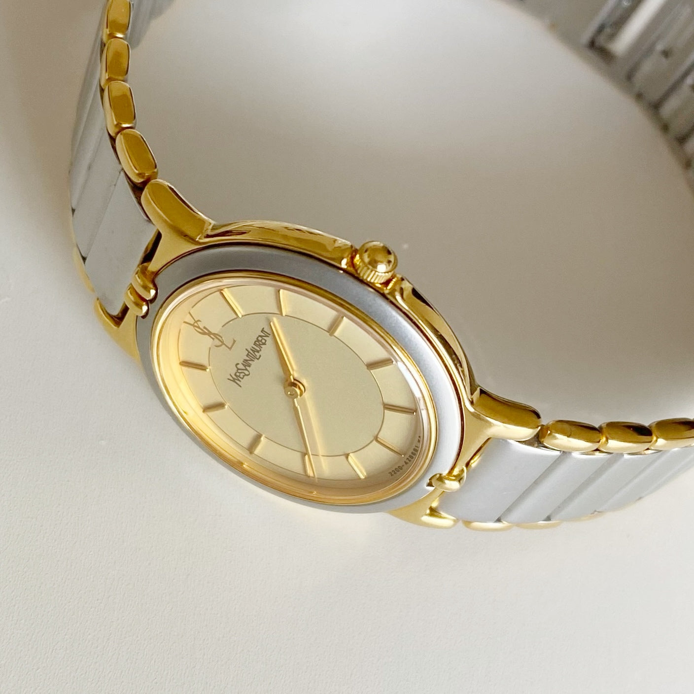 Yves Saint Laurent 1990s Round Dial Two Tone Watch