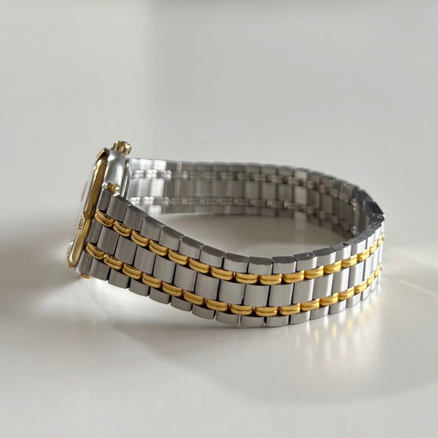 Gucci 1990s Black Dial Gold Plated Two Tone Watch