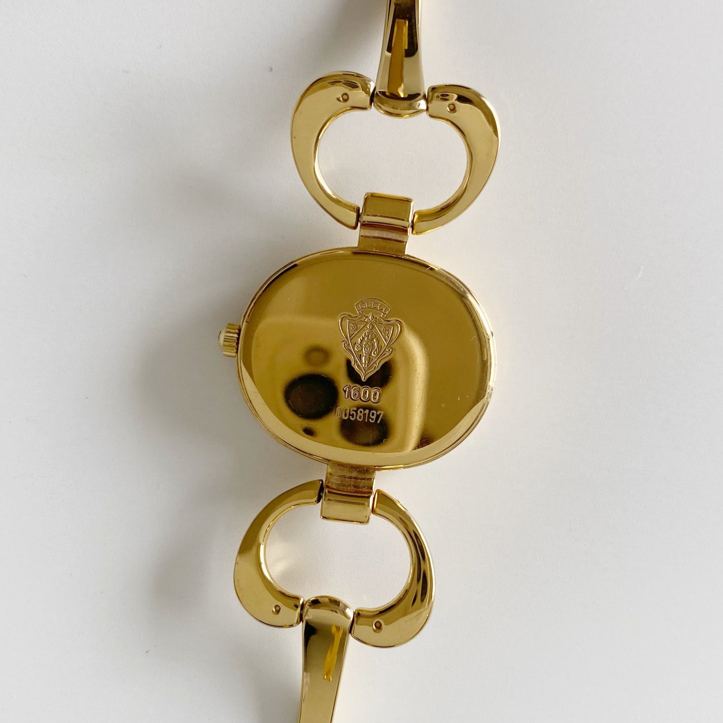 Gucci 1990s Seashell Dial Gold Plated Bangle Watch