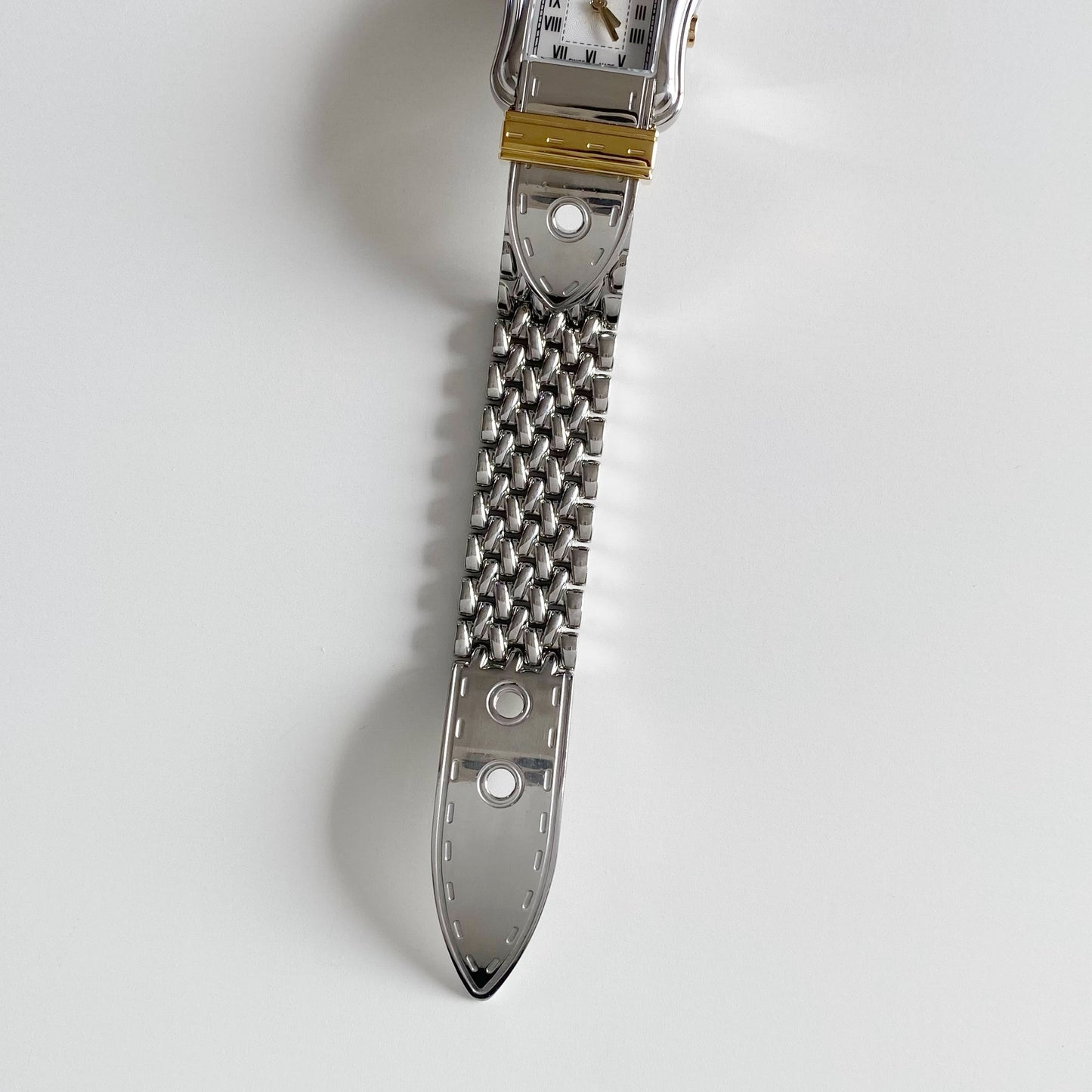 Fendi 1990s Seashell Dial Two Tone Belt Watch