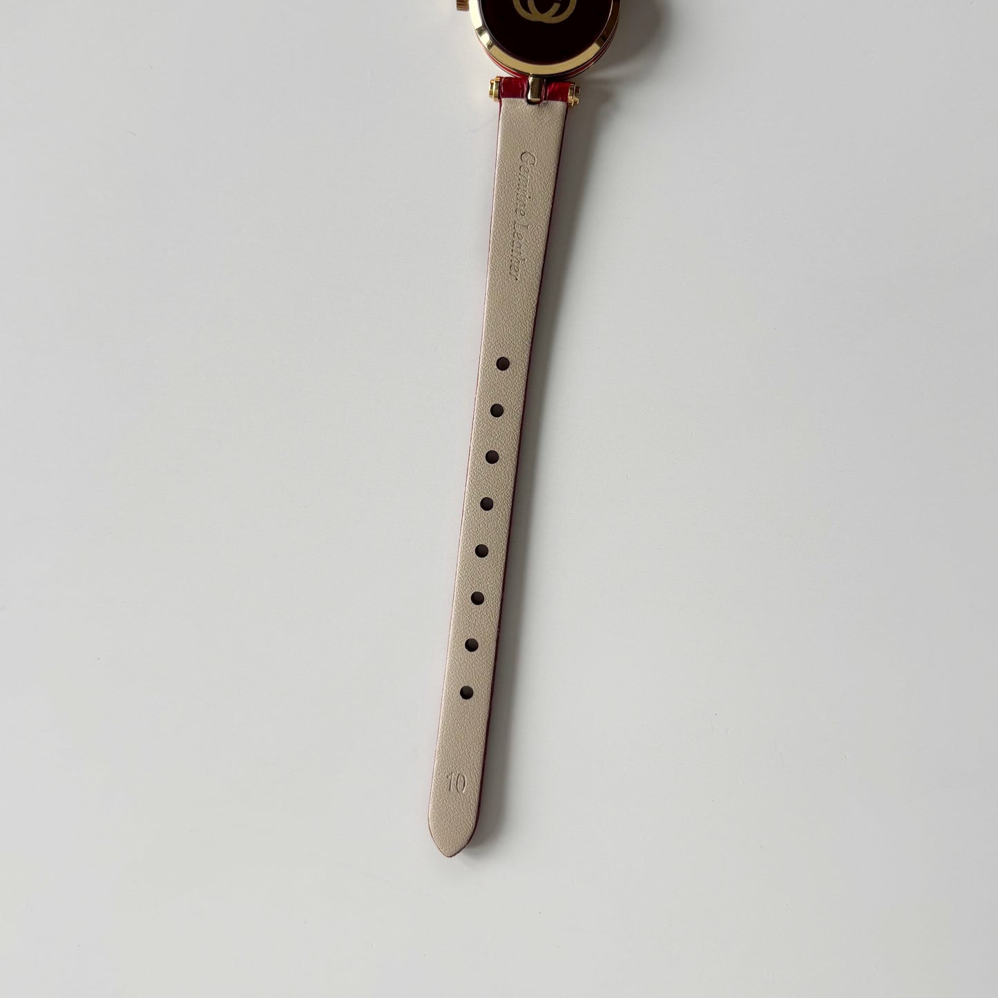Gucci 1990s Red Round Dial Gold Plated Watch