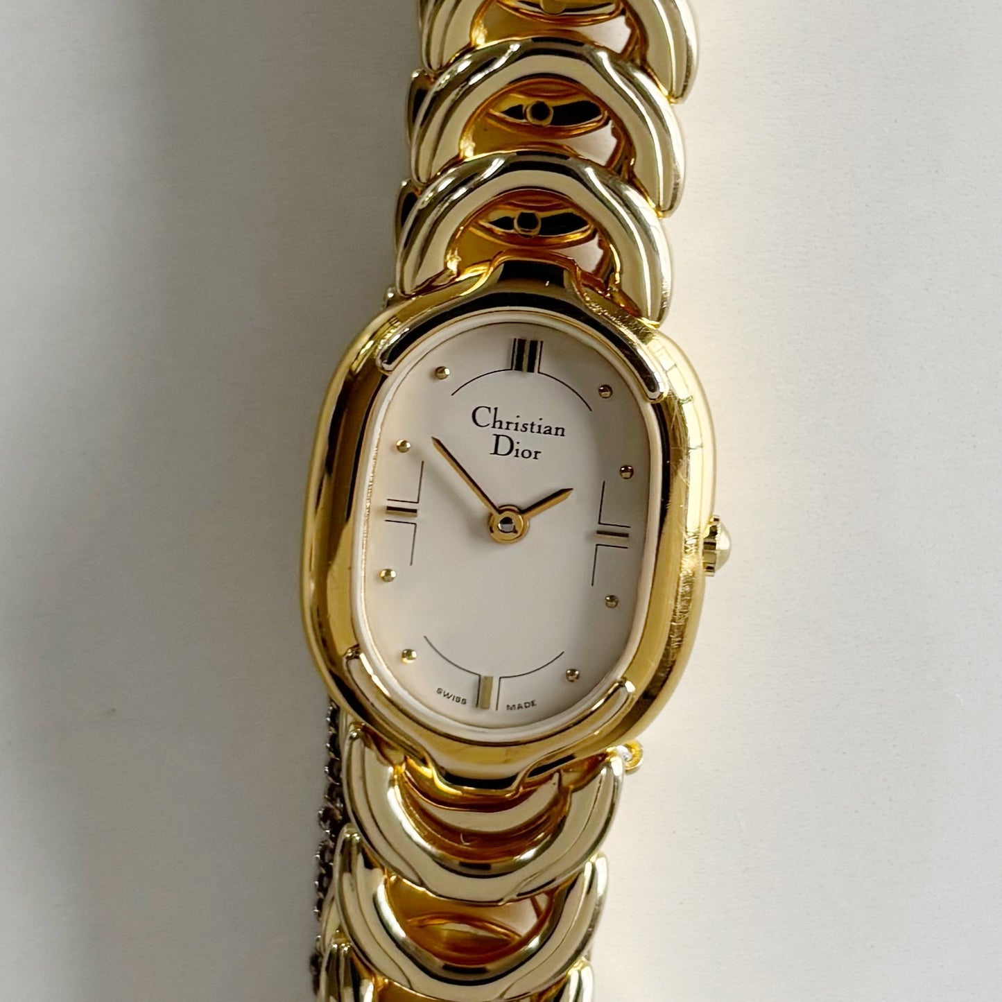 Dior 1990s Oval Gold Plated Watch