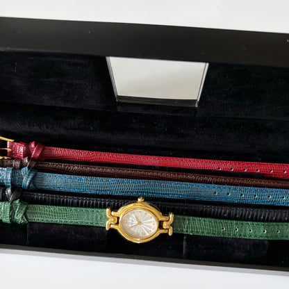 Fendi 1990s Interchangeable Belt Watch with 5 belts, case