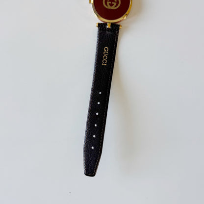 Gucci 1990s Round Gold Dial Gold Plated Watch (Large)