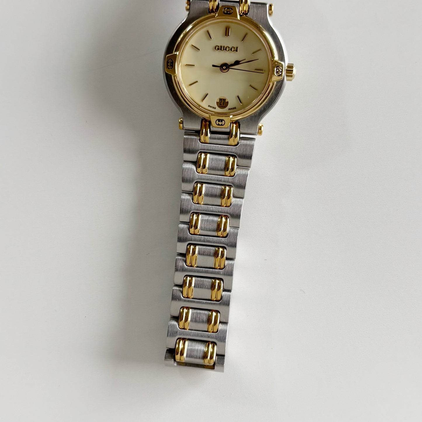 Gucci 1990s Date Round Dial Two Tone Watch