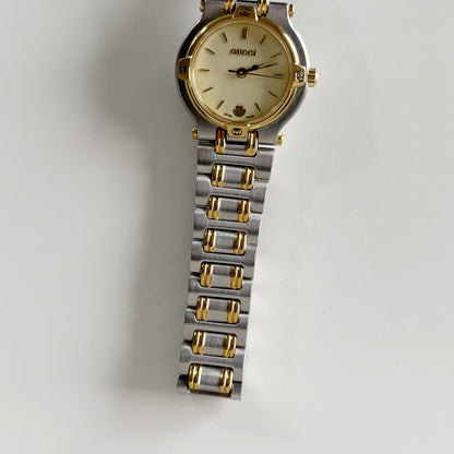 Gucci 1990s Date Round Dial Two Tone Watch