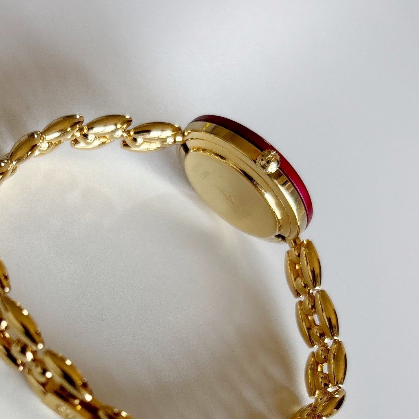 Gucci 1990s Interchangeable Bezel Gold Plated Rice Chain Watch with 6 bezels, case (175mm)