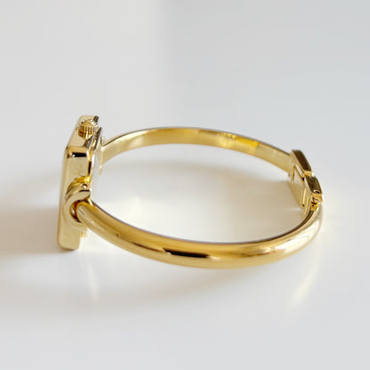 Gucci 1990s Square Dial Gold Plated Bangle Watch (Small)