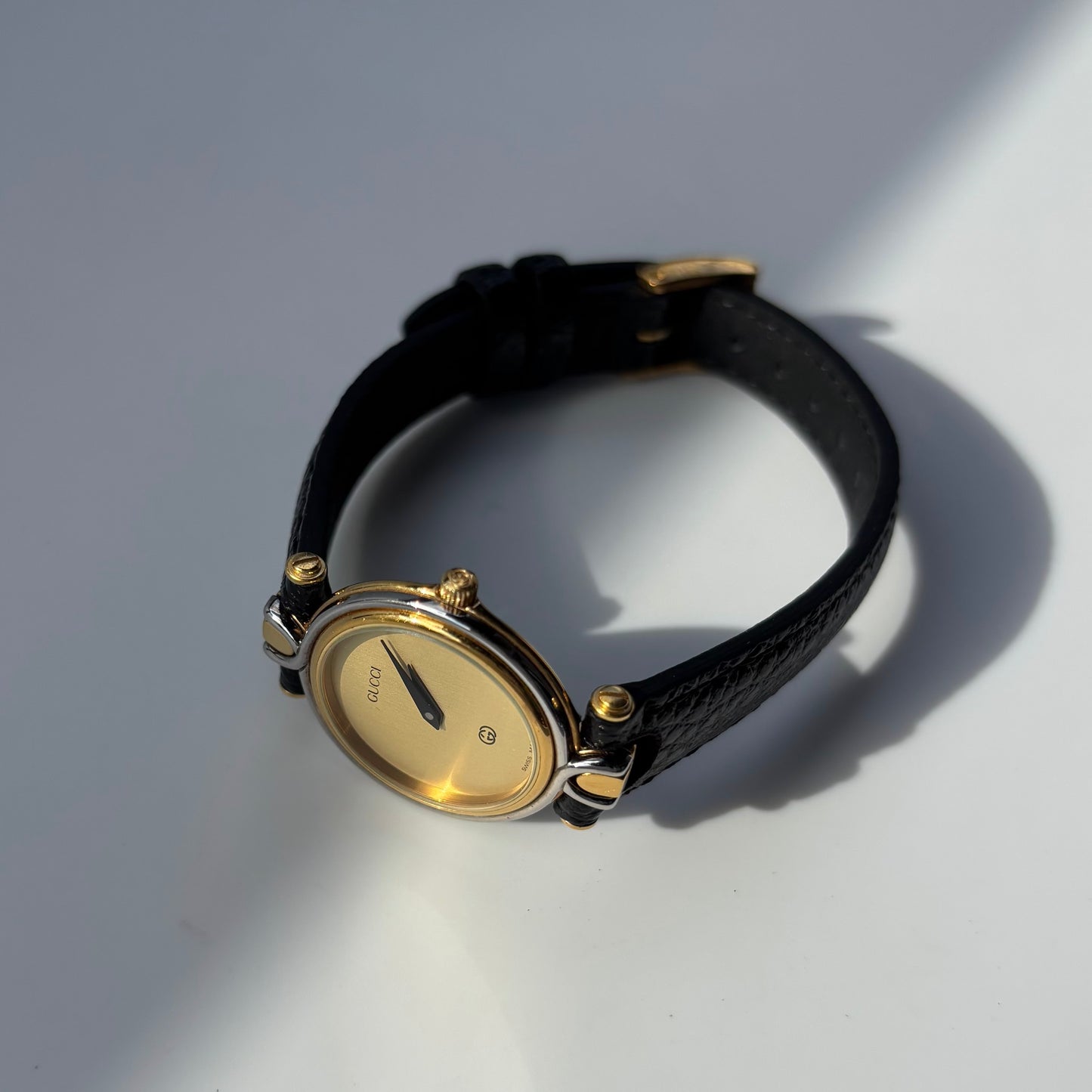 Gucci 1990s Round Dial Two Tone Watch