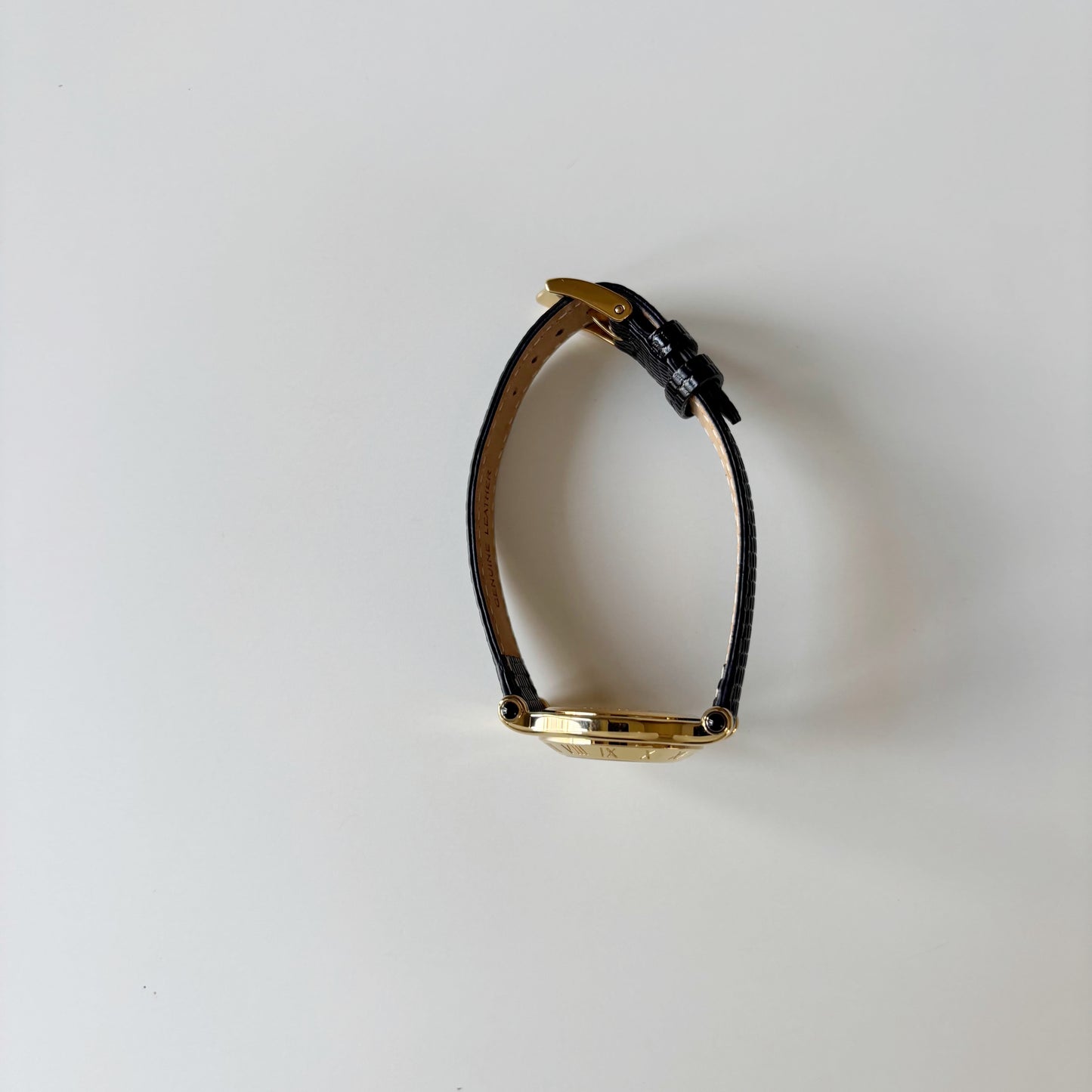 Gucci 1990s Black Dial Gold Plated Watch