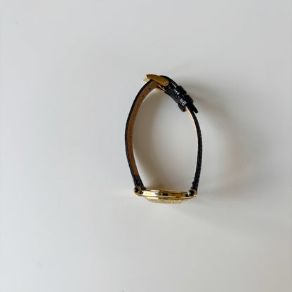 Gucci 1990s Black Dial Gold Plated Watch