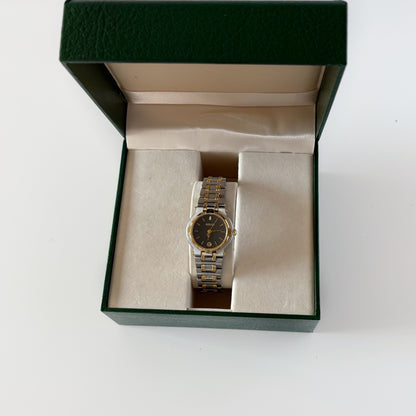 Gucci 1990s Black Dial Date Two Tone Watch