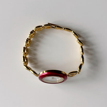 Gucci 1990s Interchangeable Bezel Gold Plated Rice Chain Watch with 6 bezels, case (160mm)