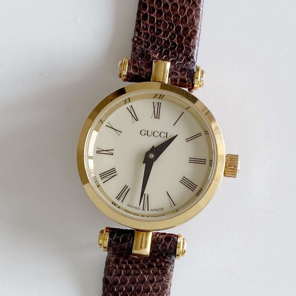 Gucci 1990s Gold Plated Round Watch