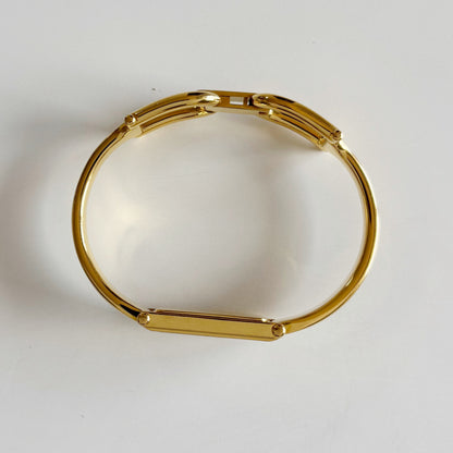 Gucci 1990s Rectangular Seashell Dial Gold Plated Bangle Watch