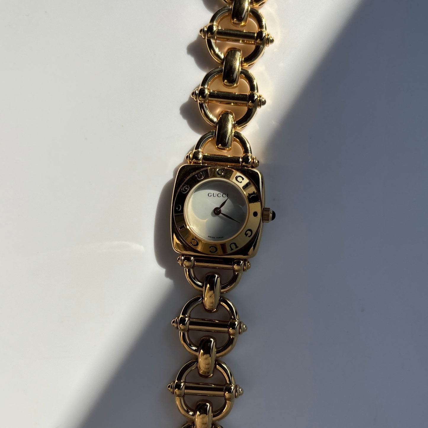 Gucci 1990s Seashell Dial Gold Plated Watch