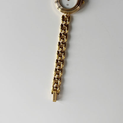 Gucci 1990s Interchangeable Bezel Gold Plated Rice Chain Watch with 6 bezels, case (172mm)