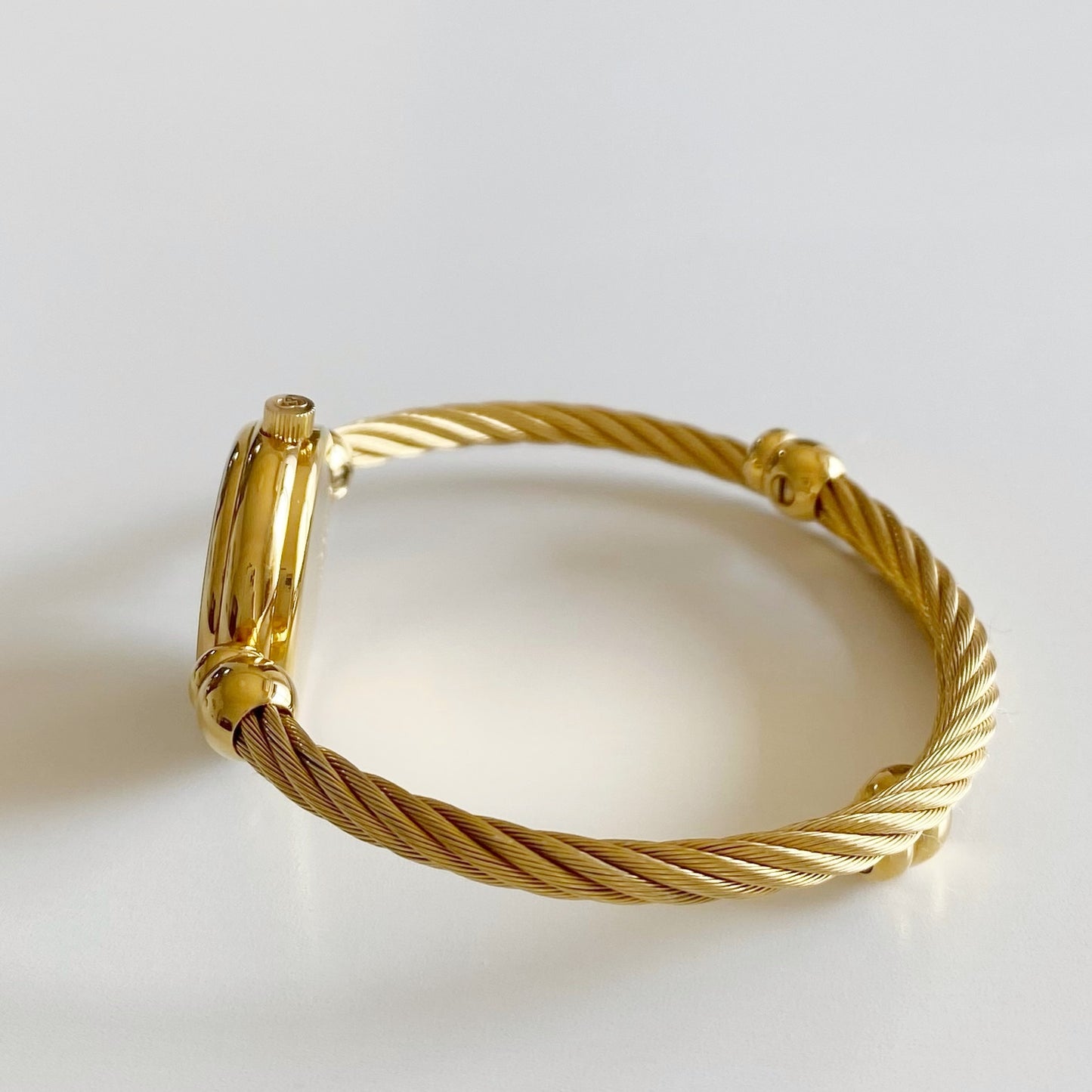 Gucci 1990s Gold Plated Cable Bangle Watch