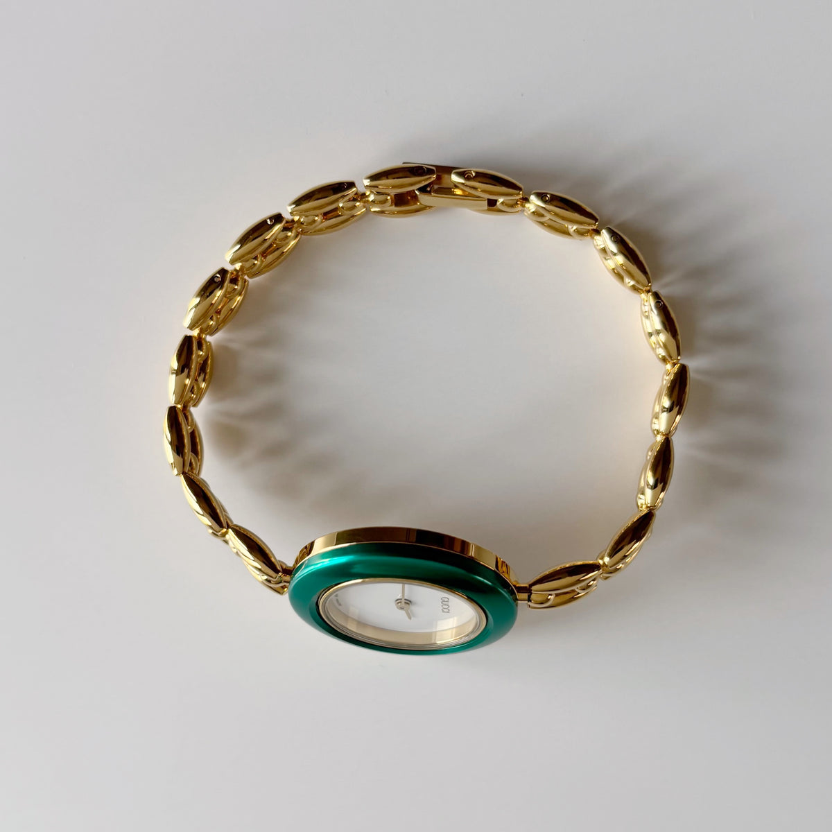 Gucci 1990s Interchangeable Bezel Gold Plated Rice Chain Watch with 6 bezels, case (160mm)