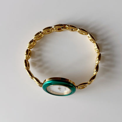 Gucci 1990s Interchangeable Bezel Gold Plated Rice Chain Watch with 6 bezels, case (160mm)