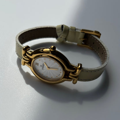 Fendi 1990s Interchangeable Strap Gold-Plated Watch with 9 Straps and Case
