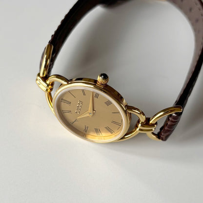 Gucci 1990s Gold Dial Horsebit Gold-Plated Watch