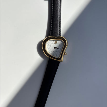Yves Saint Laurent 1990s Heart Shaped Dial Gold Plated Watch