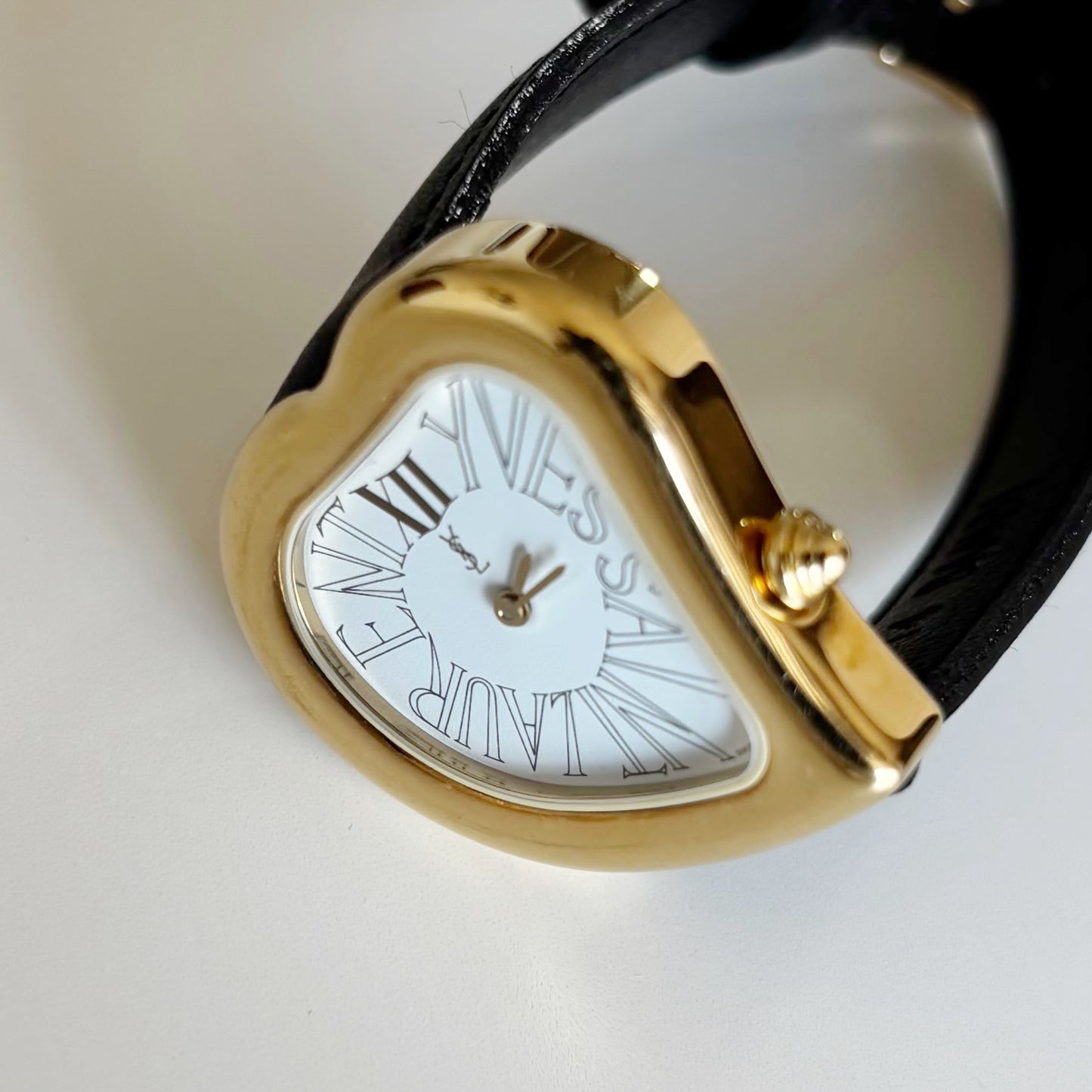 Yves Saint Laurent 1990s Heart Shaped Dial Gold Plated Watch