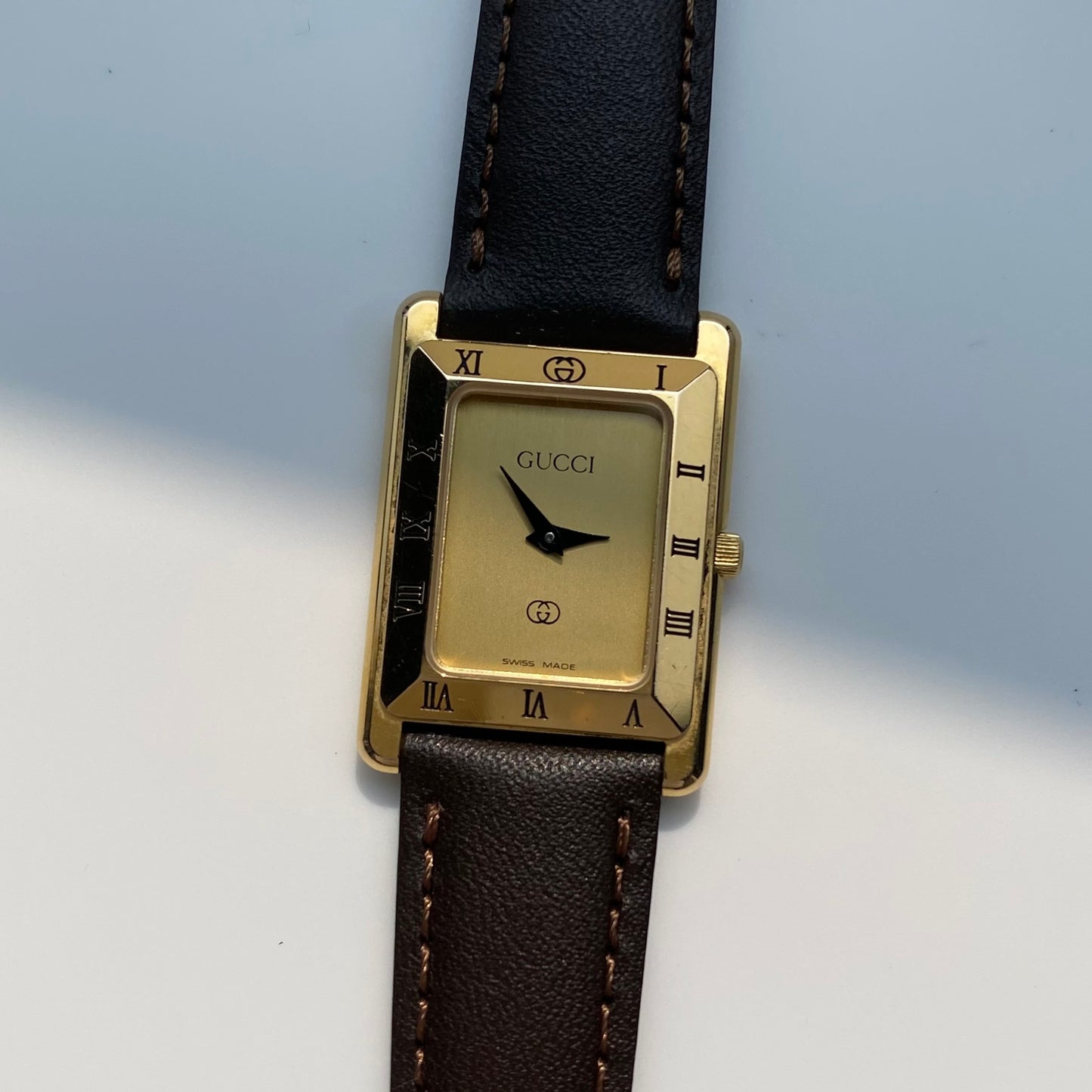Gucci 1990s Gold Dial Tank Watch