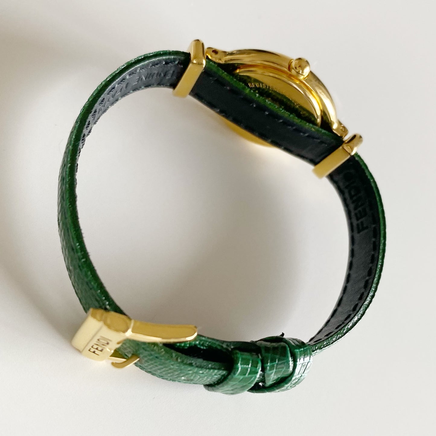 Fendi 1990s Interchangeable Belt Gold Plated Watch with 5 straps, case