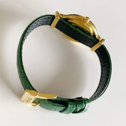Fendi 1990s Interchangeable Belt Gold Plated Watch with 5 straps, case