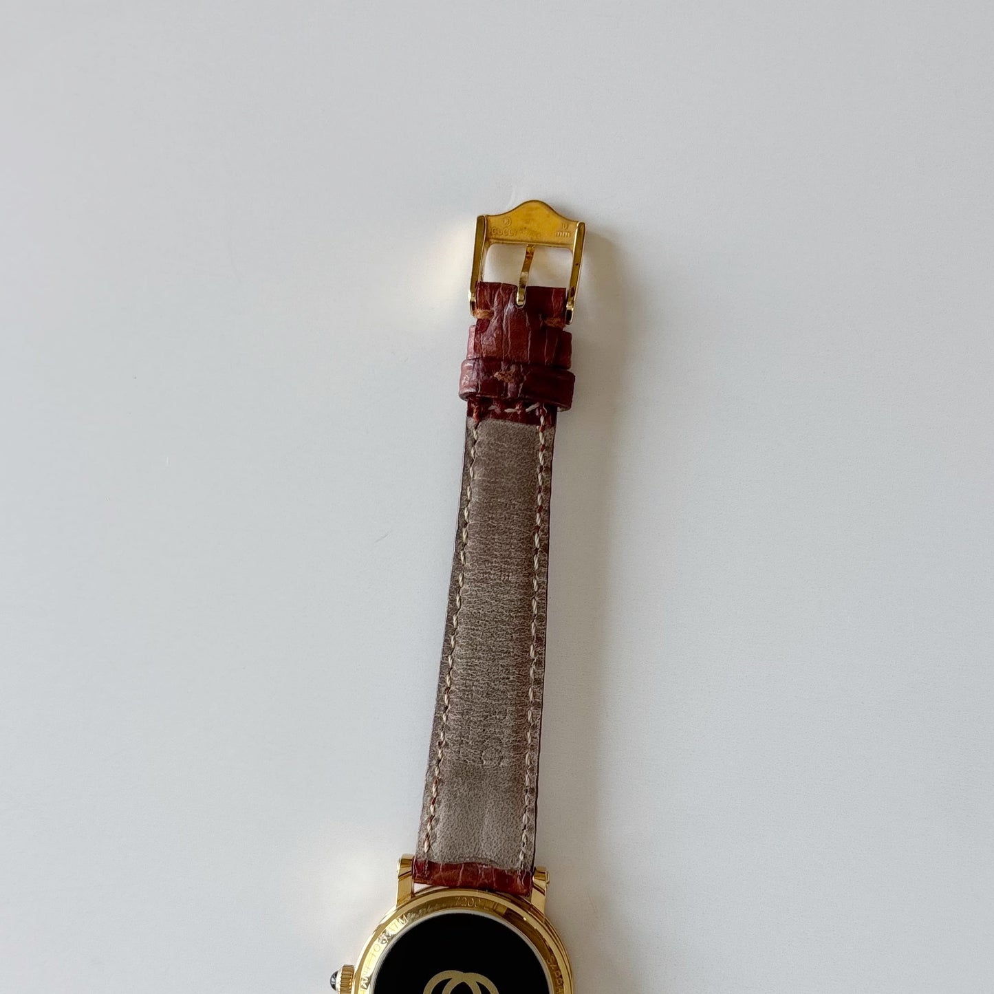 Gucci 1990s Date Round Dial Gold Plated Watch
