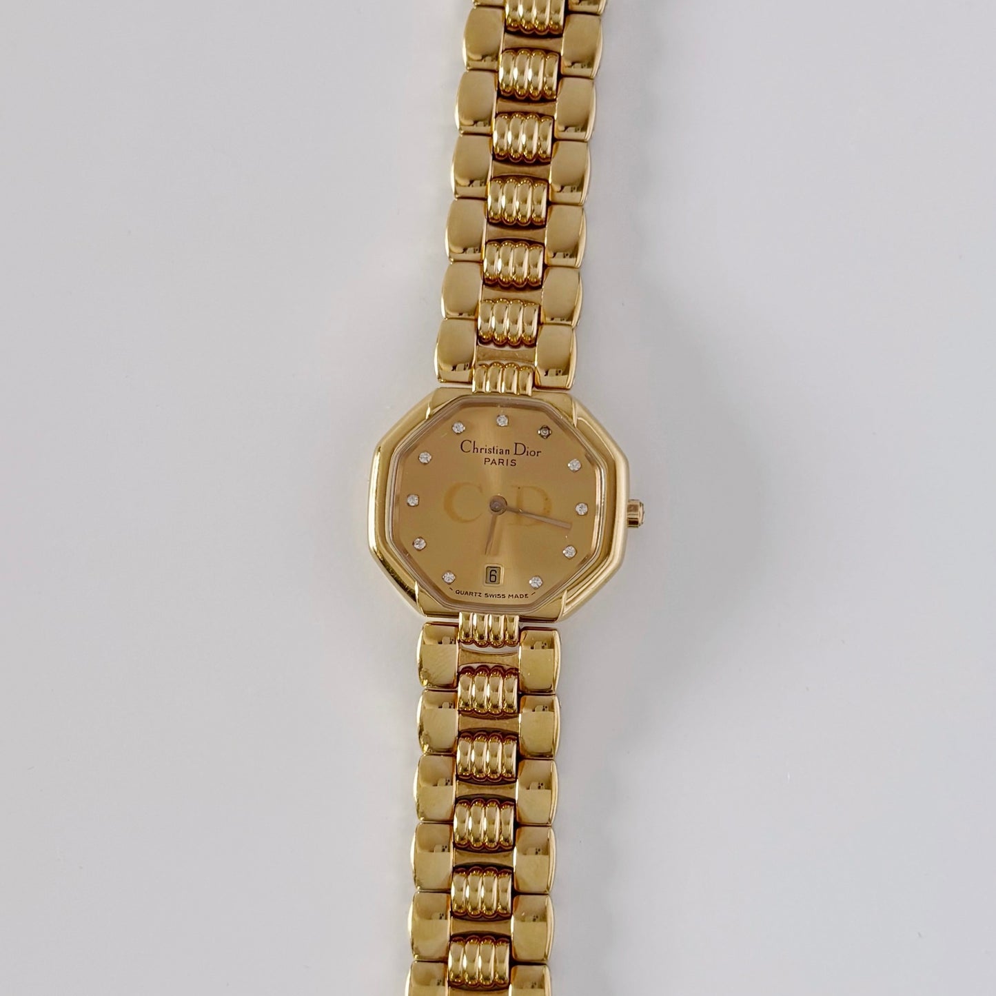 Dior 1990s Octagon Gold Plated Watch