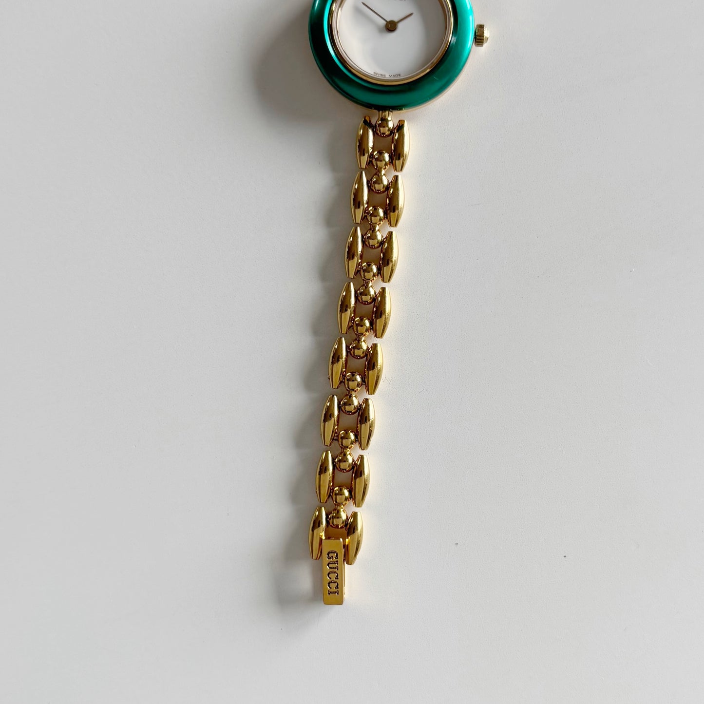 Gucci 1990s Interchangeable Bezel Gold Plated Rice Chain Watch with 6 bezels, case (160mm)