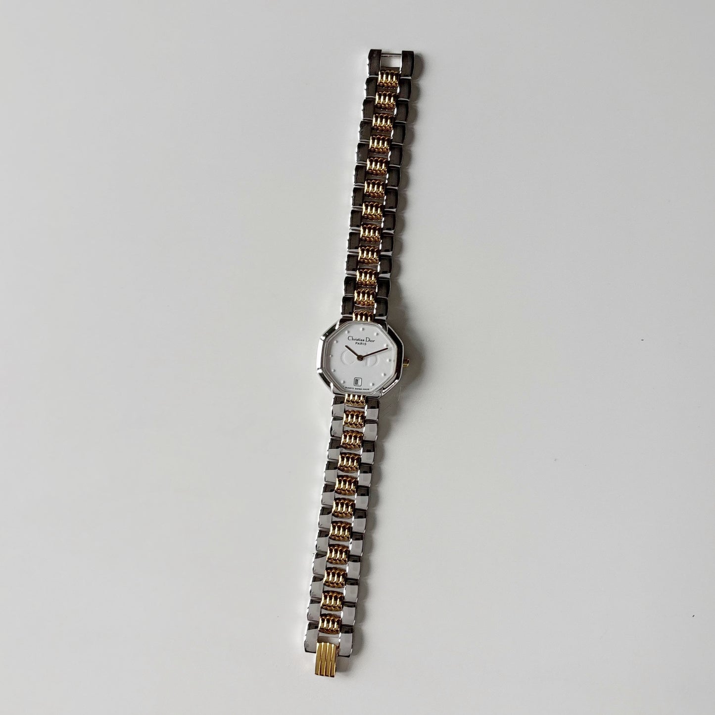 Dior 1990s Octagon Dial Date Two Tone Watch