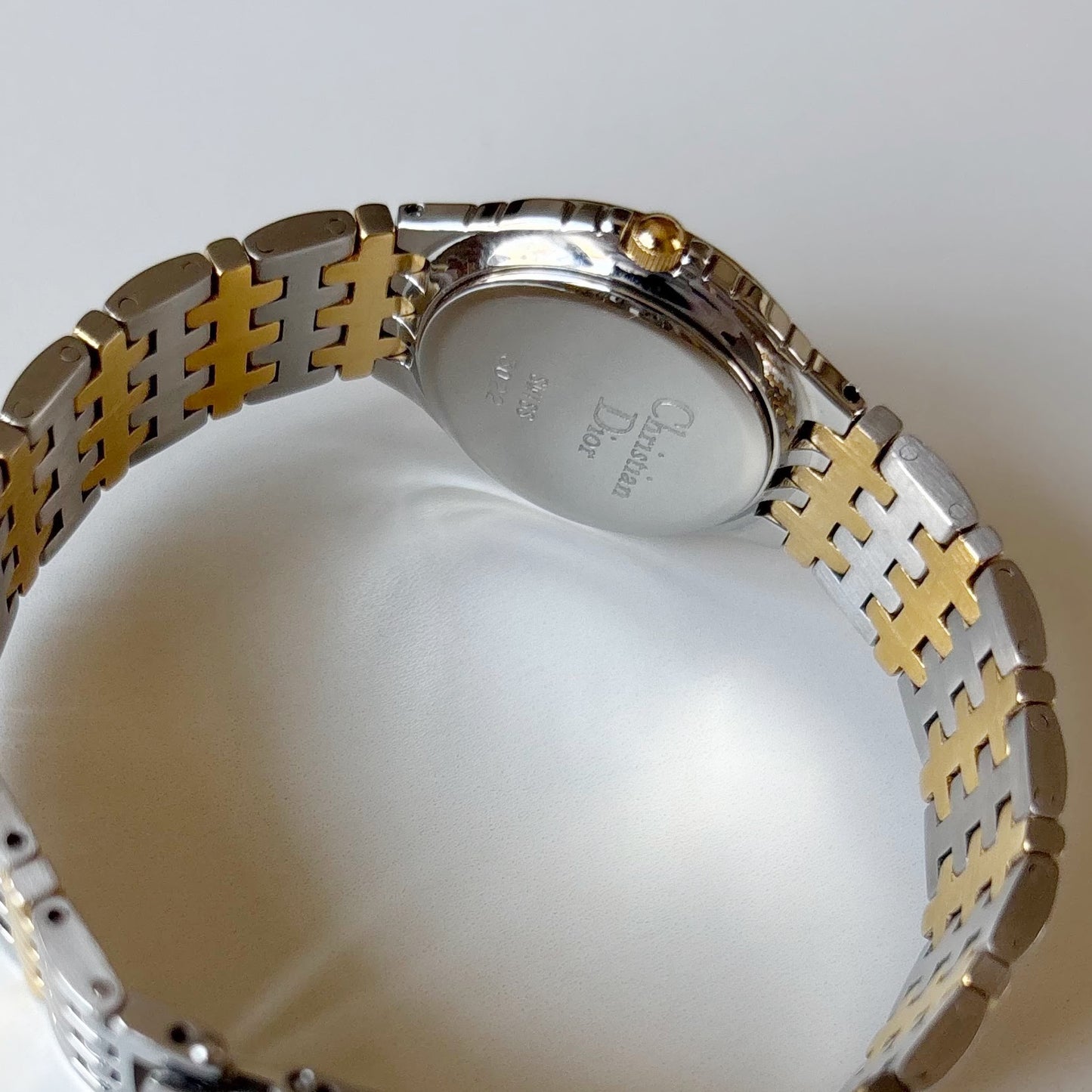 Dior 1990s Date Round Dial Two Tone Gold Plated Watch