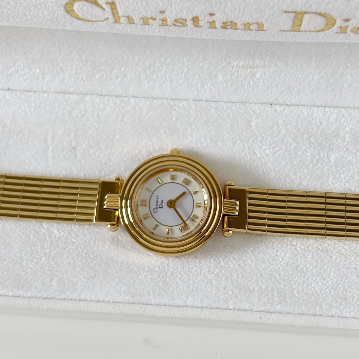 Dior 1990s Round Dial Gold Plated Watch