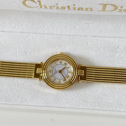Dior 1990s Round Dial Gold Plated Watch