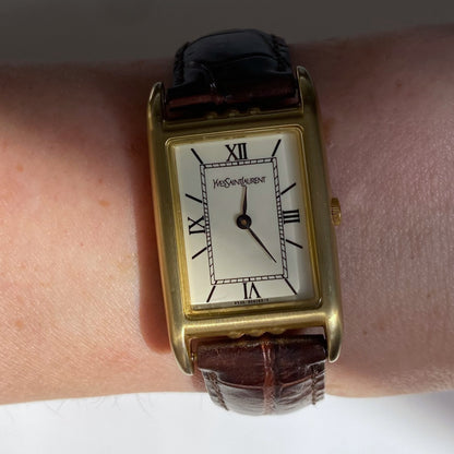 Yves Saint Laurent 1980s Tank Leather Watch