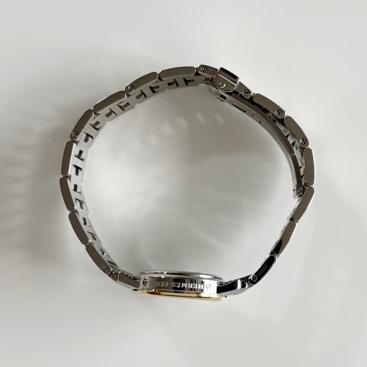 Hermes 1990s Date White Dial Clipper Two Tone Watch