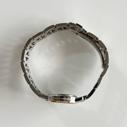 Hermes 1990s Date White Dial Clipper Two Tone Watch