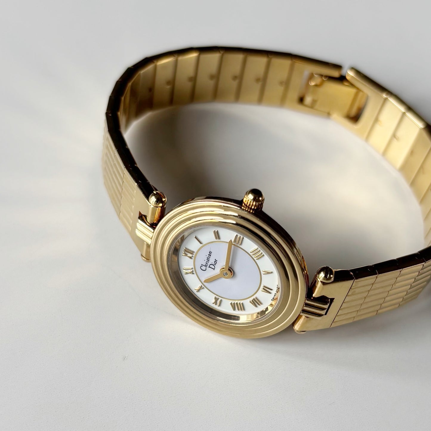 Dior 1990s Round Dial Gold Plated Watch