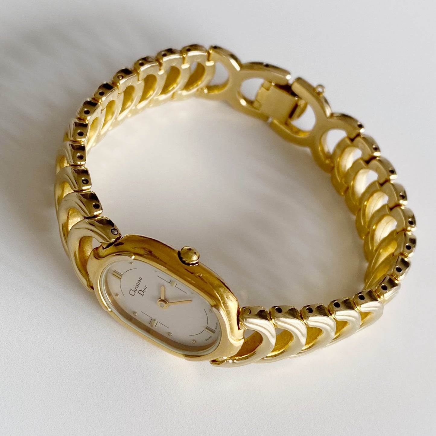 Dior 1990s Oval Gold Plated Watch