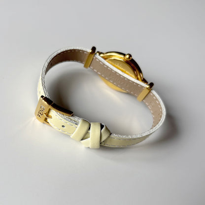 Fendi 1990s Interchangeable Strap Gold-Plated Watch with 9 Straps and Case