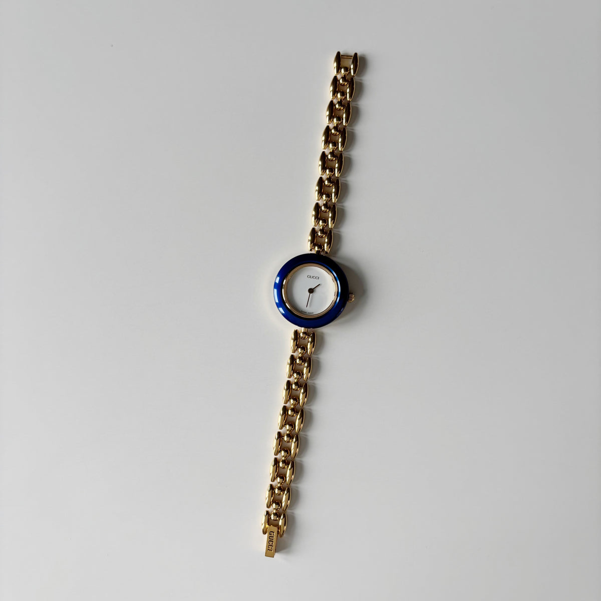Gucci 1990s Interchangeable Bezel Gold Plated Rice Chain Watch with 6 bezels, case (160mm)